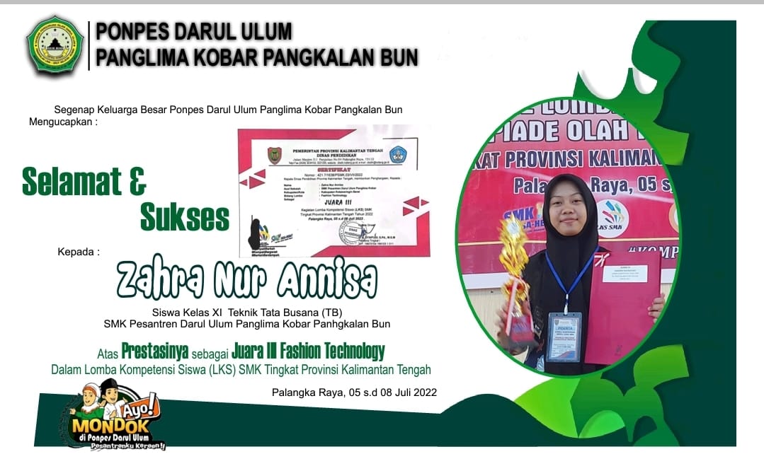Juara III Lomba Kompetensi Siswa Bidang Fashion Tecknology/Tata Busana Tingkat Provinsi