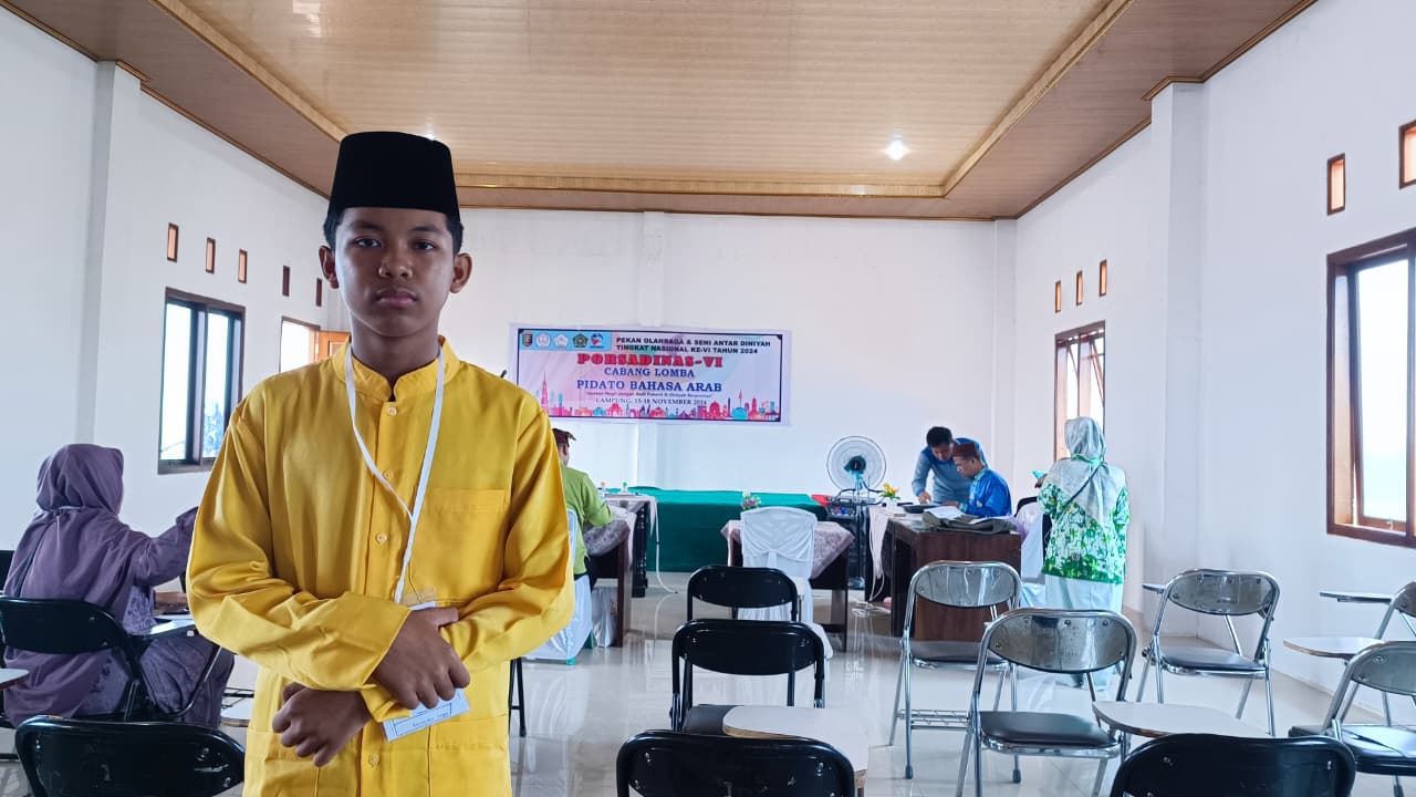 Mewakili Provinsi Kalimantan Tengah dalam Lomba Pidato Bahasa Arab dalam Pekan Olah Raga dan Seni antar Diniyah Tingkat Nasional Tahun 2023/2024 di Lampung.